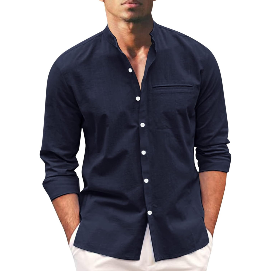 Hayes long sleeve linen blend men's plus size casual summer shirt