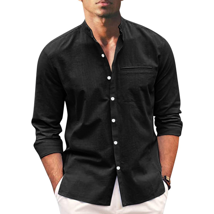 Breathable linen blend long sleeve men's plus size shirt