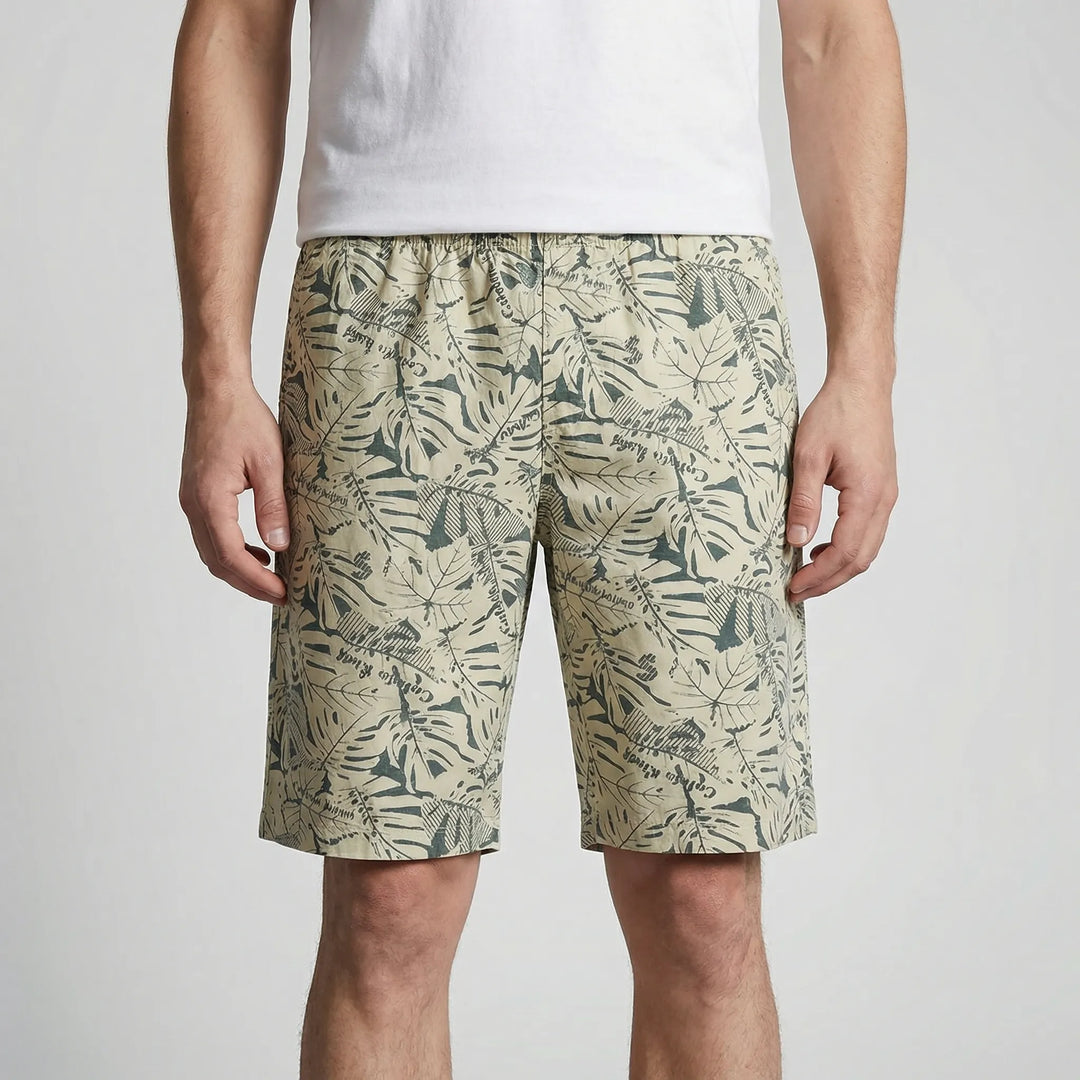 Knee-length men's plus size shorts, relaxed fit, elastic waist, ideal for summer casual comfort.