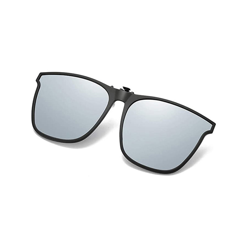 Convenient men's flip-up polarized sunglasses clip. Blue lens ensures UV protection & glare reduction.