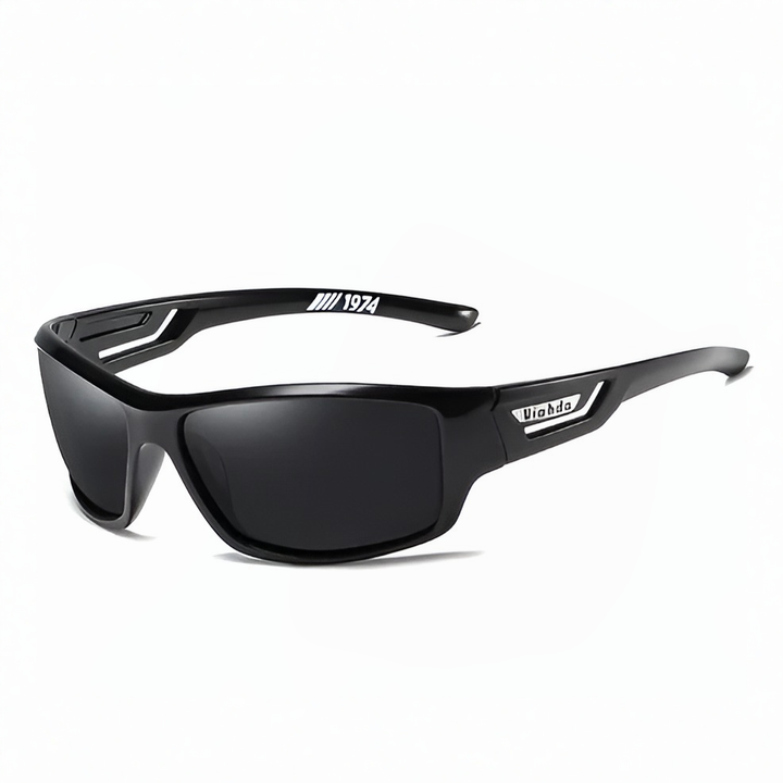 Men's polarized military sunglasses with UV400 protection for outdoor activities & glare reduction.