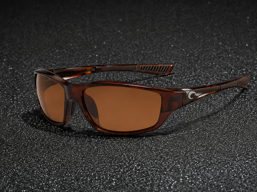 Men's polarized mirror wraparound sport shades. Ideal active eyewear for running, cycling, & outdoor UV protection.