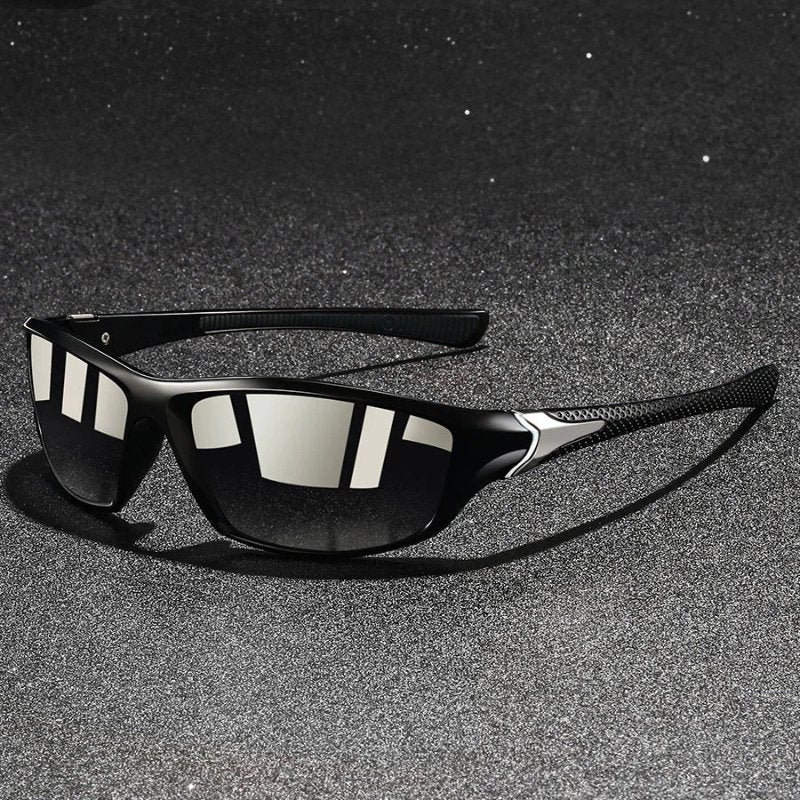 Men's polarized wraparound sport sunglasses with mirror lenses, essential active eyewear for running & outdoor adventures.