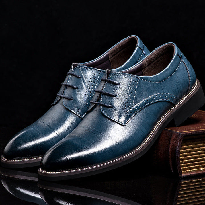 Men's polished black oxford dress shoes for business meetings & formal events.