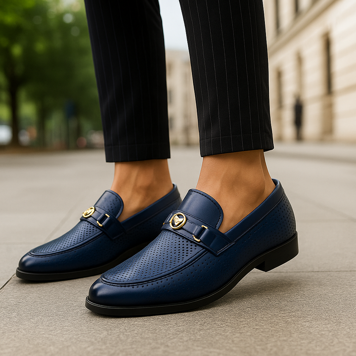 Men's comfort slip-on loafers in a polished finish, great for business casual and easy style.