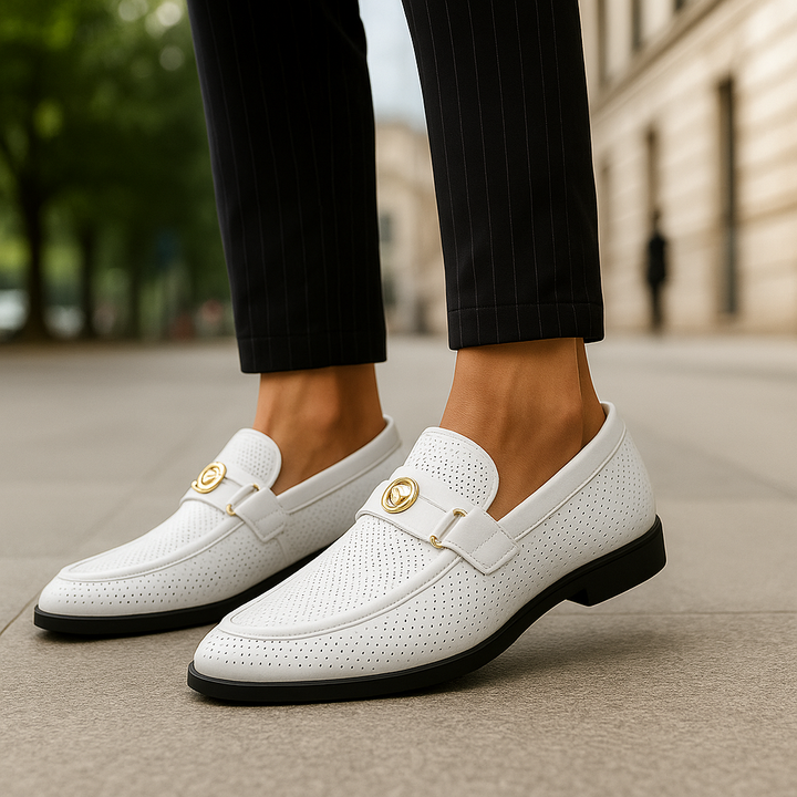 Versatile men's polished slip-on loafers, combining the look of dress shoes with casual comfort.