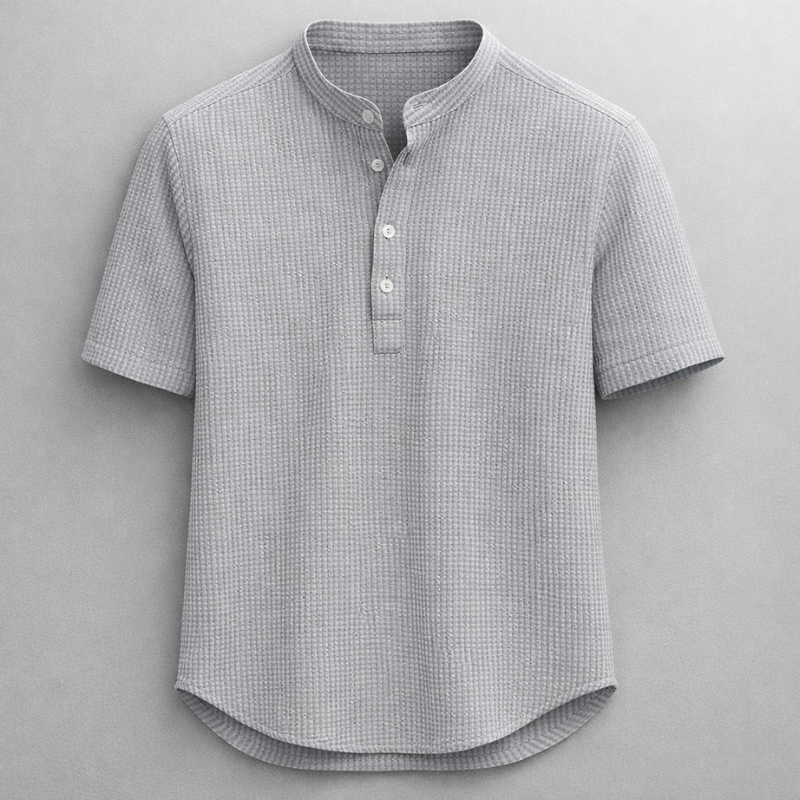 Stylish men's long sleeve henley shirt with button placket for versatile everyday comfort.