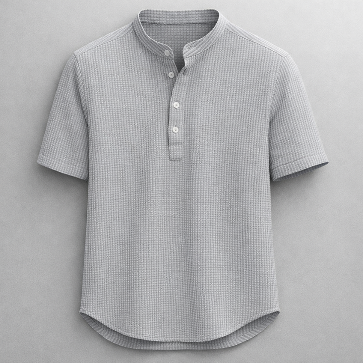 Stylish men's long sleeve henley shirt with button placket for versatile everyday comfort.