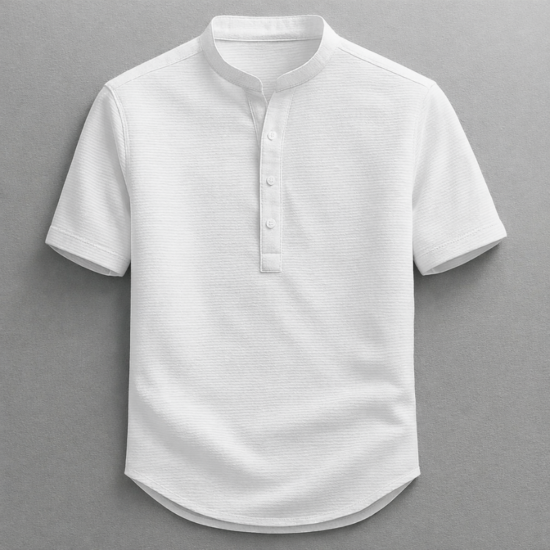 Versatile men's long sleeve henley shirt, ideal for casual and everyday outfits, tailored comfort.