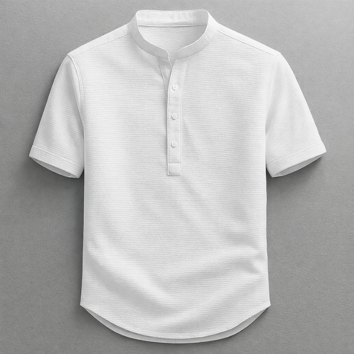 Versatile men's long sleeve henley shirt, ideal for casual and everyday outfits, tailored comfort.