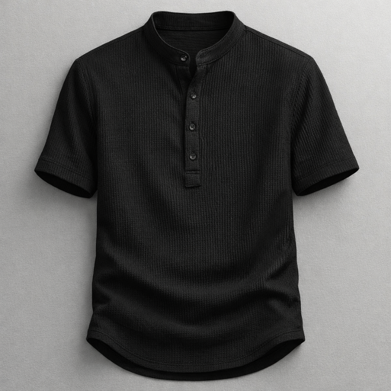 Men's polished henley shirt, long sleeve, tailored for comfort & everyday style, versatile casual wear.