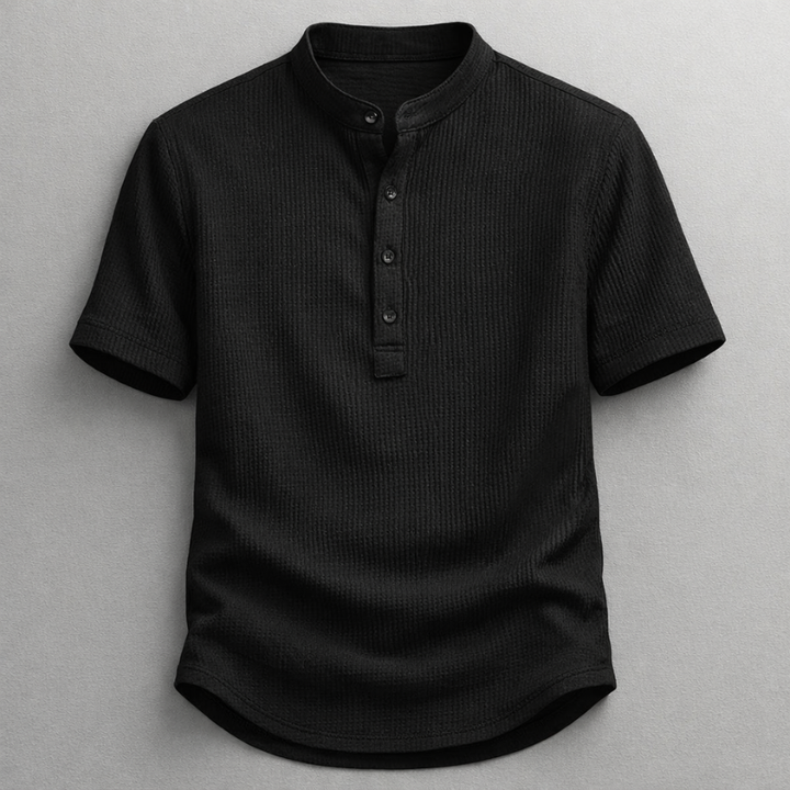 Men's polished henley shirt, long sleeve, tailored for comfort & everyday style, versatile casual wear.
