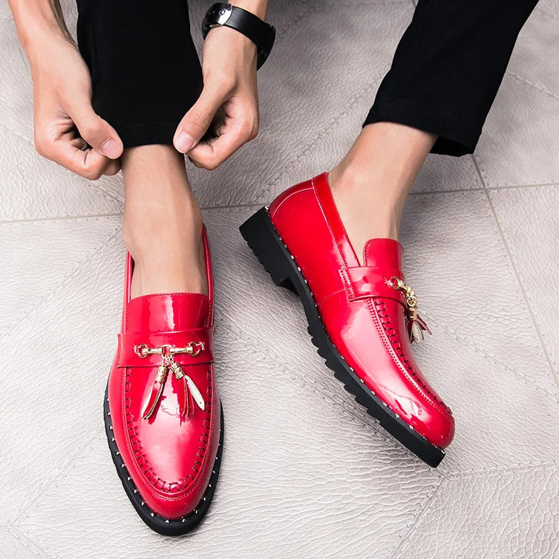 Distinguished men's polished dress loafers, offering a sleek, fashion-forward appeal for formal occasions.
