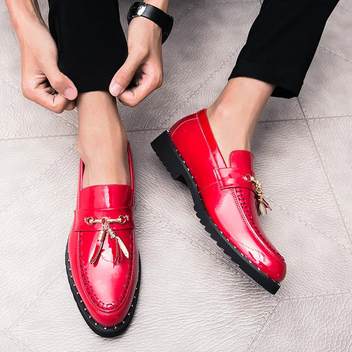 Distinguished men's polished dress loafers, offering a sleek, fashion-forward appeal for formal occasions.