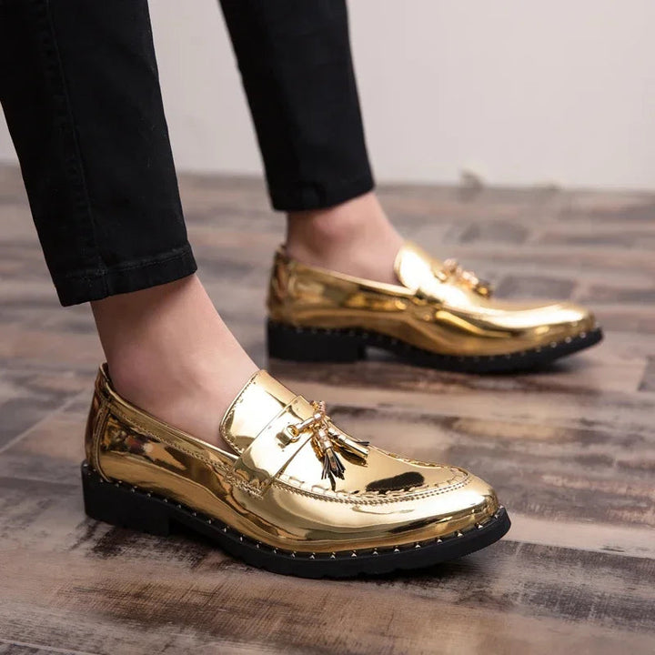 Upscale men's polished dress loafers, versatile formal footwear for business or special occasions.