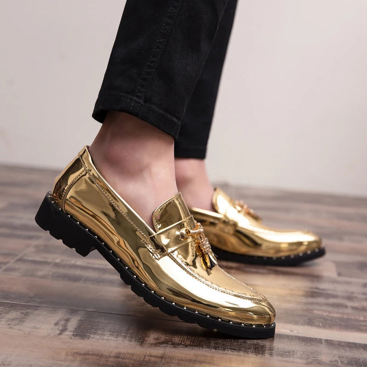 Premium men's polished dress loafers, essential formal footwear for a sophisticated and fashion-forward look.