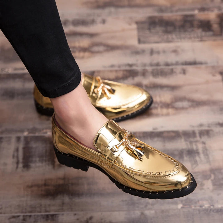 Classic men's polished dress loafers, timeless slip-on shoes perfect for formal and special events.