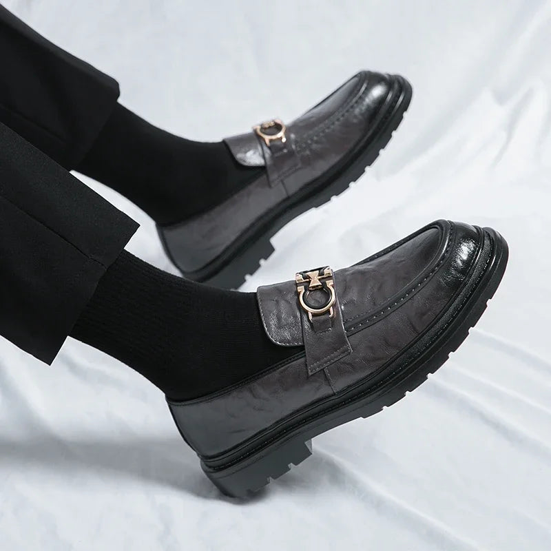 Durable men's polished loafers, slip-on convenience for long-lasting style & comfort.