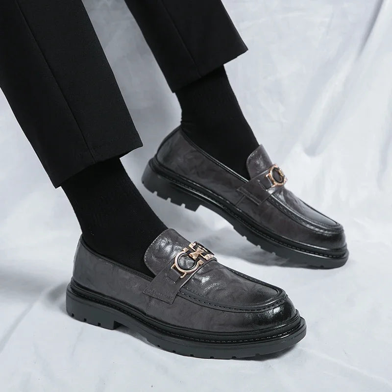Men's versatile polished slip-on loafers, suitable for formal, work, and casual wear.