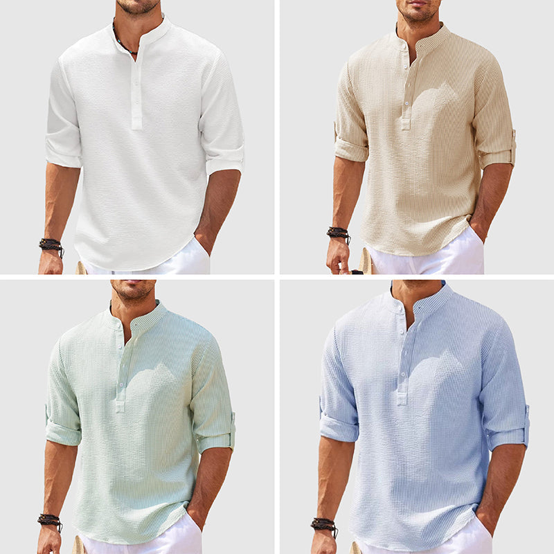 Men's Positano relaxed fit Henley shirt, casual summer top with Henley neck, ideal for warm weather fashion.