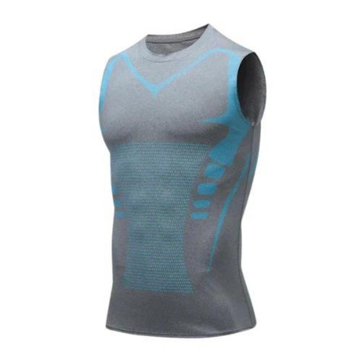Men's apparel: firming compression undershirt. Discrete body shaper for men, offering posture correction & slimming.
