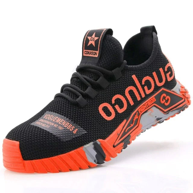 Durable PowerGuard men's safety work shoes. Black anti-slip design, steel toe protection for tough jobs.