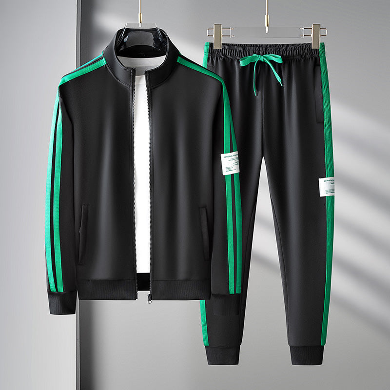 Men's Premium Apex performance tracksuit set in sleek black, ideal for gym, athletic wear, or casual comfort.
