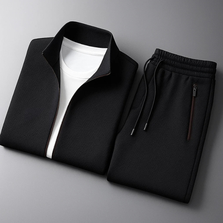 Stylish men's two-piece tracksuit, perfect for activewear, gym, or comfortable athleisure style outfit.
