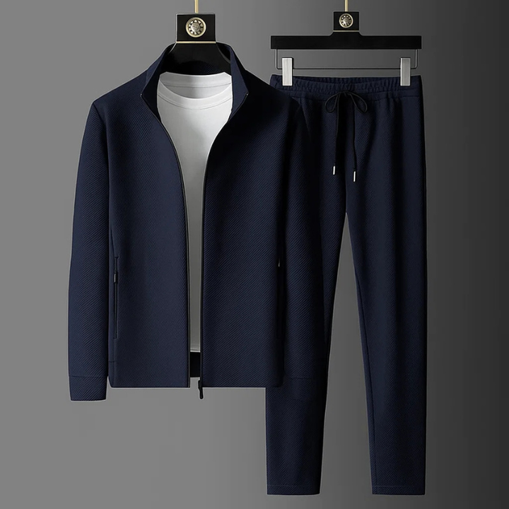 Soft & comfortable men's athletic tracksuit, ideal activewear for gym, sports, or relaxing casual wear.