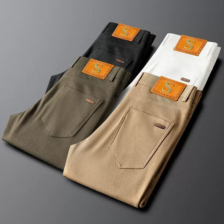 Stylish men's khaki cotton trousers, perfect casual pants for everyday comfort & versatile menswear.
