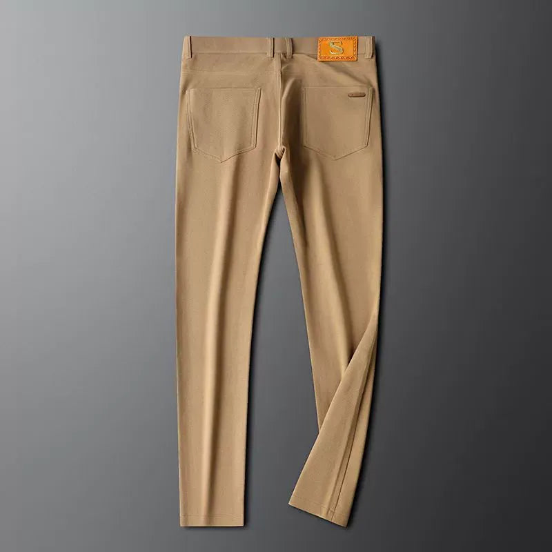 Durable men's brown cotton trousers, comfortable casual pants for everyday work and stylish outfits.