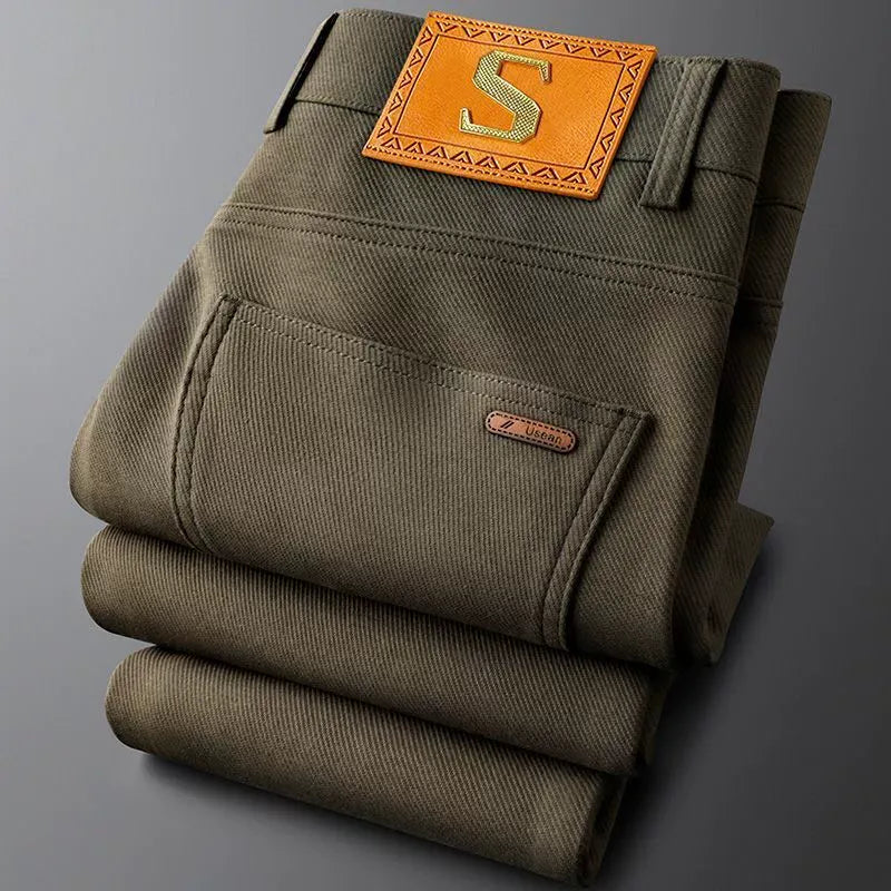Comfort-fit men's premium cotton trousers, ideal everyday pants for all-day comfort & modern style.
