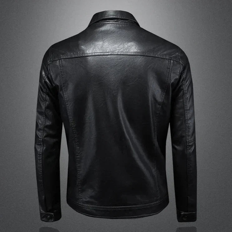 Stylish men's fall/winter moto jacket, slim fit, perfect for versatile outerwear.