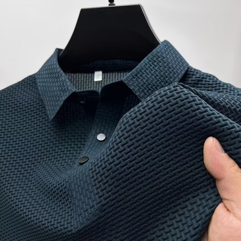 Men's premium breathable tailored polo shirt, short sleeve. Ideal for smart casual summer style.