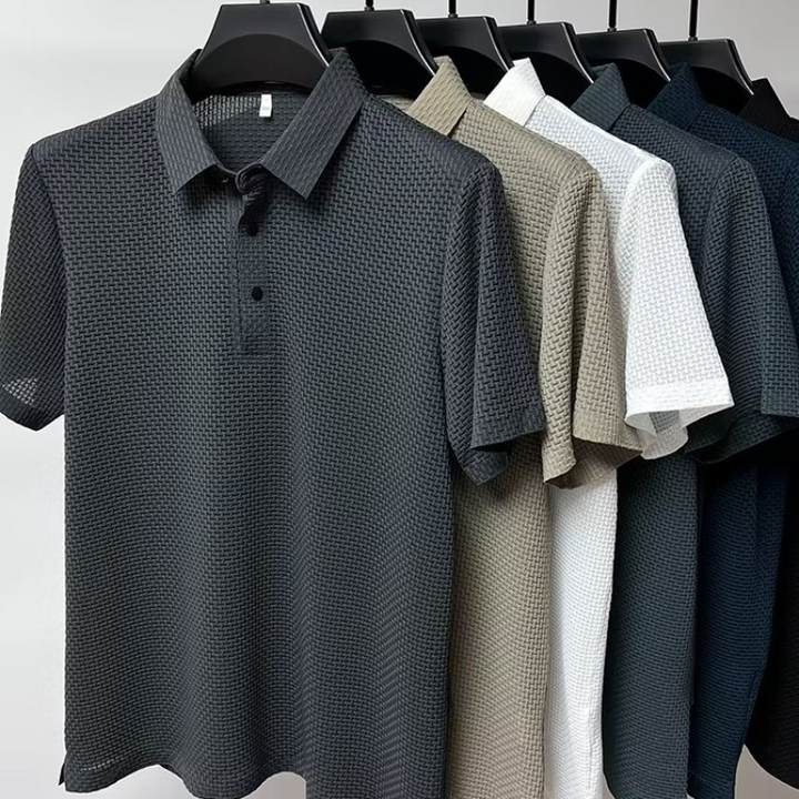 High-quality men's tailored polo, breathable & anti-pilling. Premium short sleeve for summer fashion.