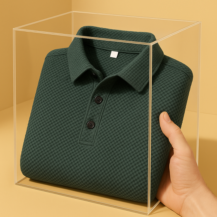 Breathable men's polo with a tailored fit & short sleeves. Ultimate comfort for smart casual summer wear.