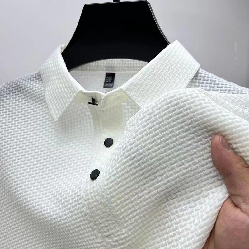 Comfort-fit men's breathable tailored polo, short sleeve. Moisture-wicking for active summer days.