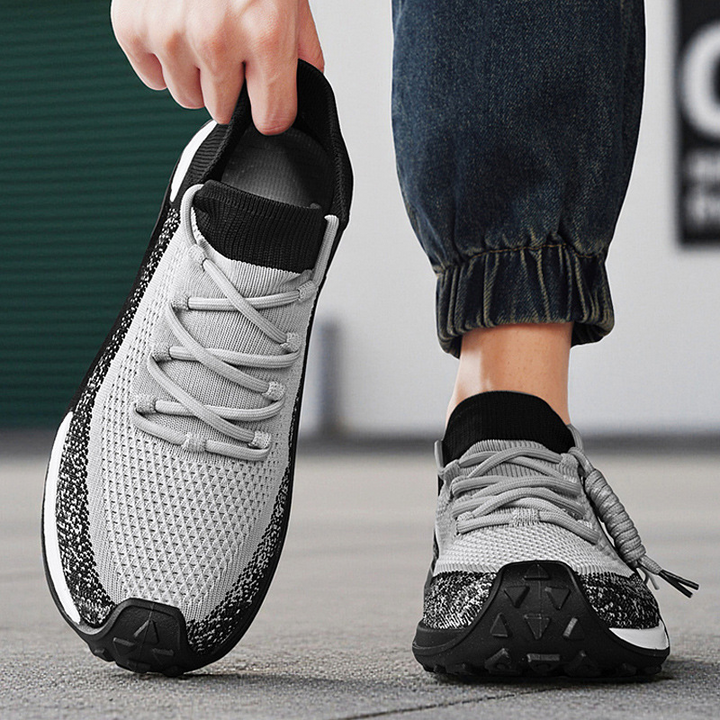 Top view of beige men's everyday sneakers, premium comfort for casual wear.