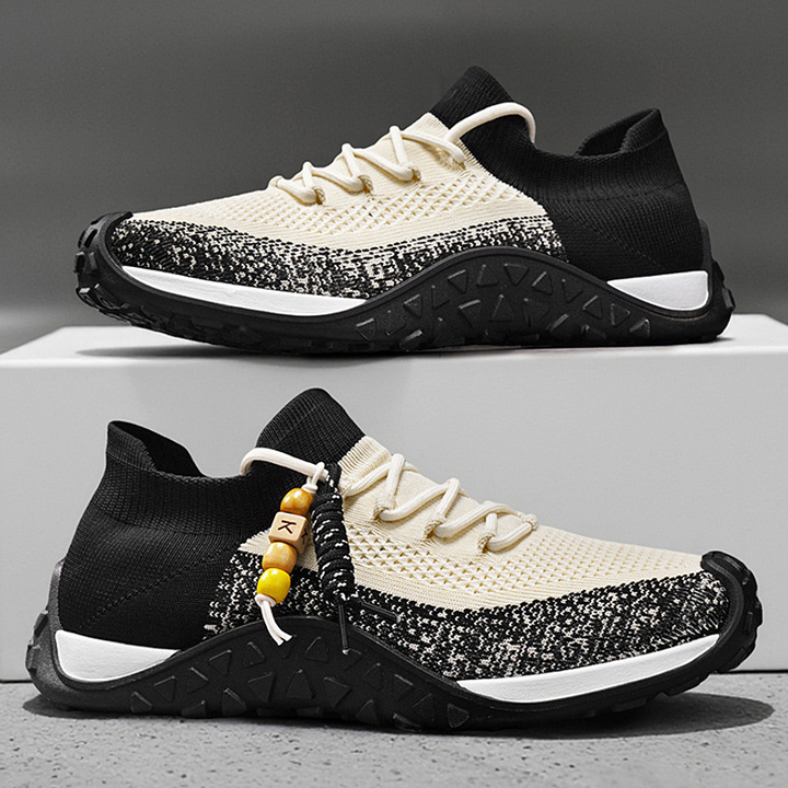Beige premium men's sneakers, perfect for versatile everyday style & walking.