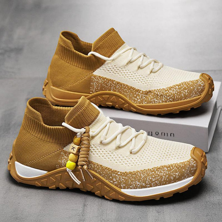 Beige men's comfort footwear, perfect everyday walking shoes.