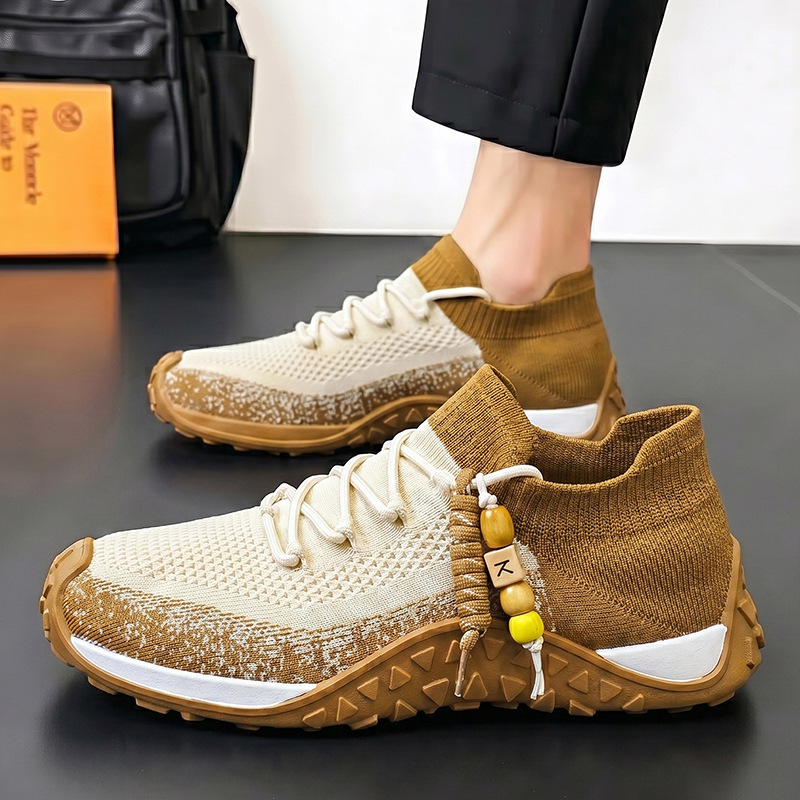 Men's everyday beige sneakers, offering supreme comfort for walking.