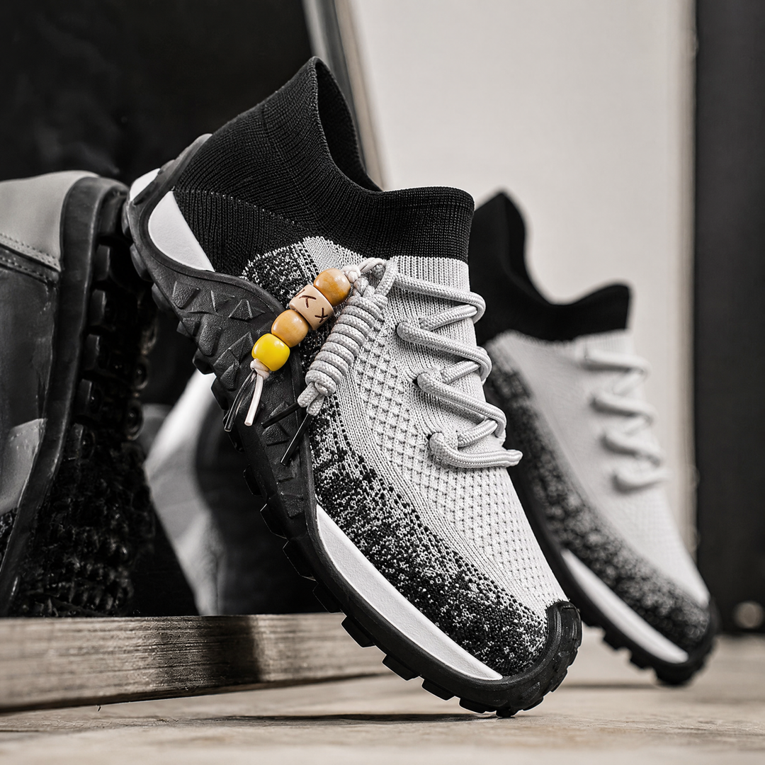 Brown men's walking shoes, lightweight and stylish comfort footwear.