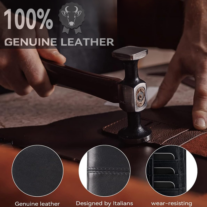 Vintage-style men's bifold wallet in genuine leather, offering RFID security and ample storage.