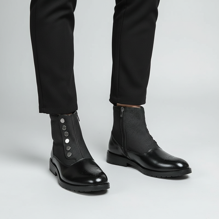 Stylish men's leather boots suitable for winter outfits, offering both warmth and sophisticated style.