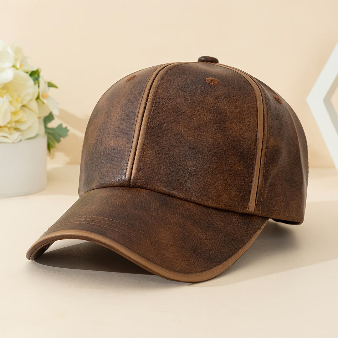 Stylish black leather cowboy hat for men, a classic western fashion accessory.
