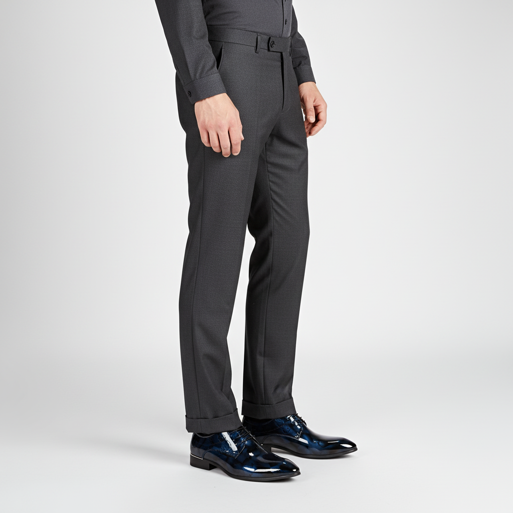 Stylish men's black leather formal footwear, Hugh model, perfect for elegant and professional occasions