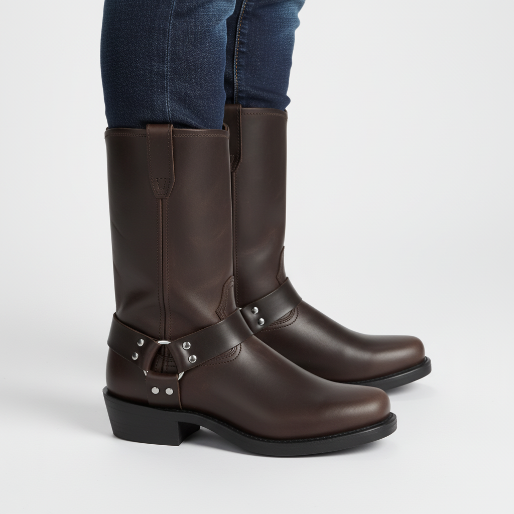 Close-up of Men's Ryan western boots, showing detailed leather texture and craftsmanship