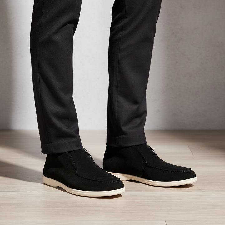 Men's premium brown suede comfort loafers with anti-slip sole, style Caleb