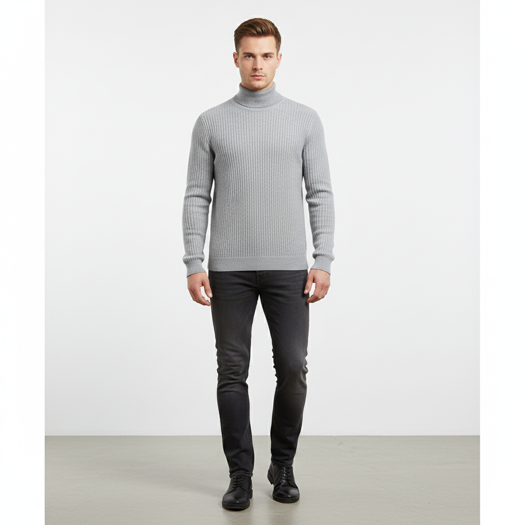 Winterfashion essential: Jörg men's cotton rollneck sweater offering warmth and style