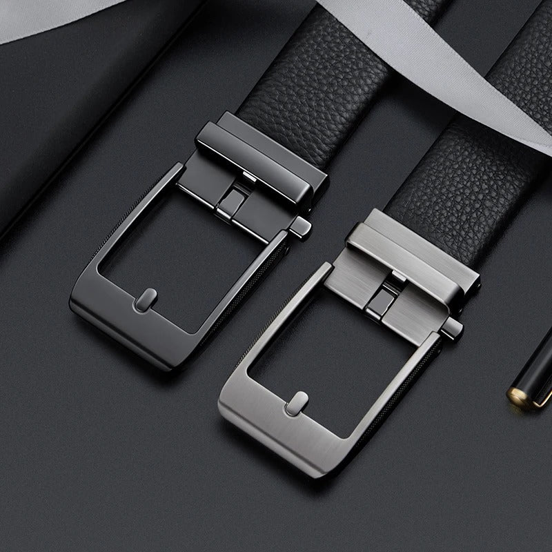 Versatile men's fashion belt: premium cowhide leather with a polished buckle for lasting style.